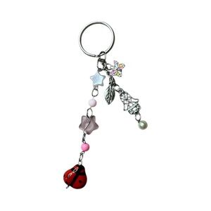 Handmade Lady Bug Beaded Keychain